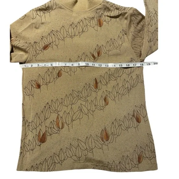 Vintage Sheng Yea V-Neck Button Front Cardigan Sweater Beige Floral Pit18 L23 - Picture 7 of 10